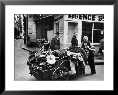 Rag Picker/Junk Dealer With His Cart Standing At Corner Of Rue Xavier Privas And Rue De La Huchette by Alfred Eisenstaedt Pricing Limited Edition Print image
