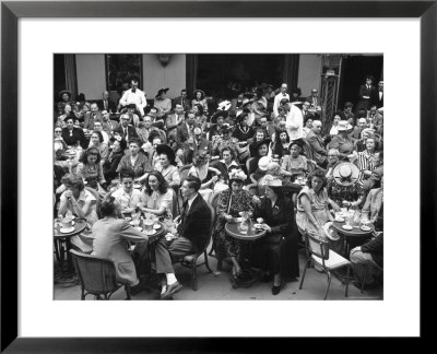 Patrons Of A Sidewalk Cafe At Corner Of Rond Point De Champs Elysees And Avenue Matignon by Yale Joel Pricing Limited Edition Print image