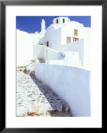 Blue Domed Church And Whitewashed Buildings, Oia, Santorini (Thira), Cyclades Islands, Greece by Lee Frost Pricing Limited Edition Print image