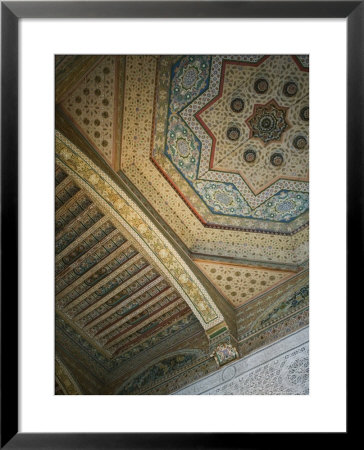 Ceiling Detail, House Of The Grand Vizier, Palais De La Bahia, Marrakech, Morocco by Walter Bibikow Pricing Limited Edition Print image