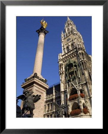 Statue Of The Virgin Mary And The Neues Rathaus, Marienplatz, Munich, Bavaria, Germany by Gary Cook Pricing Limited Edition Print image