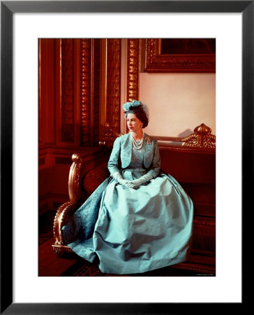 Portrait Of Elizabeth Ii In Turquoise Dress, Born 21 April 1926 by Cecil Beaton Pricing Limited Edition Print image