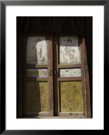 Peeling Paint On Door In Buddhist Monastery, Qinghai, China by David Evans Pricing Limited Edition Print image
