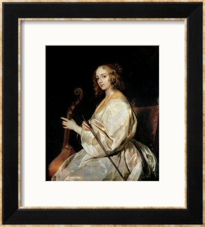 Young Woman Playing A Viola Da Gamba by Sir Anthony Van Dyck Pricing Limited Edition Print image