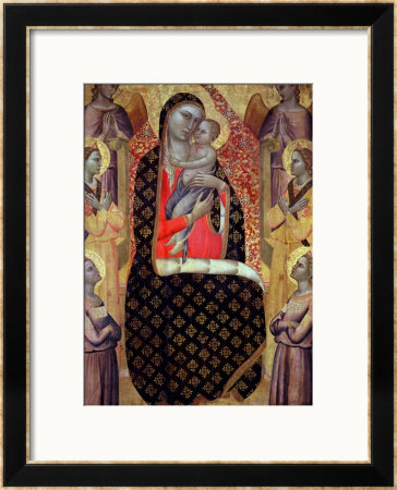 Madonna And Child Enthroned With Six Angels by Allegretto Nuzi Pricing Limited Edition Print image