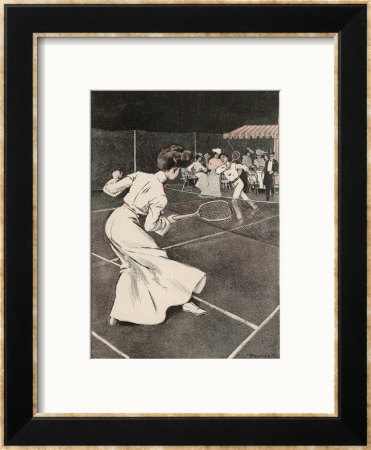 Woman Playing Tennis In Long White Skirt by Ferdinand Von Reznicek Pricing Limited Edition Print image