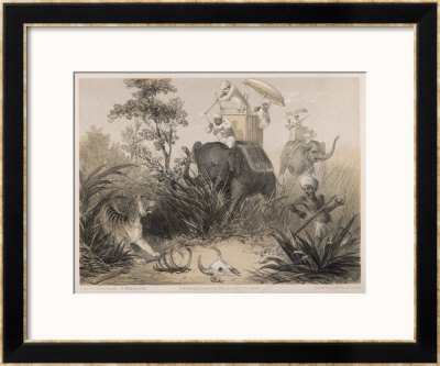 British In India Shooting A Tiger From Elephants by Captain G.F. Atkinson Pricing Limited Edition Print image