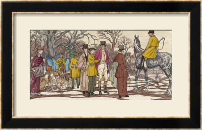 Meet Of French Chasseurs Wait To Unleash The Hounds by Maurice Taquoy Pricing Limited Edition Print image