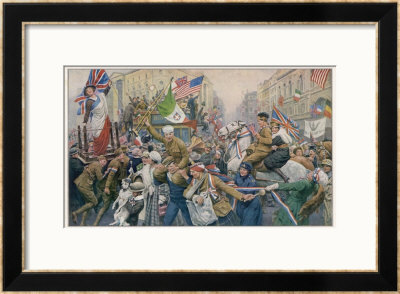 Jubilant Peace Celebrations In Piccadilly Circus London After The End Of World War One by Franz Lesshaft Pricing Limited Edition Print image