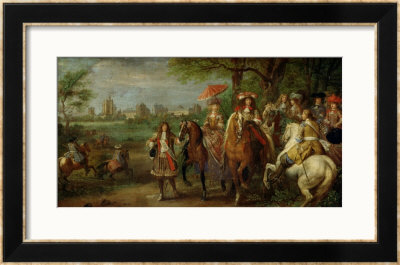 View Of The Chateau De Vincennes With Louis Xiv And Maria Theresa Of Austria, 1669 by Adam Frans Van Der Meulen Pricing Limited Edition Print image