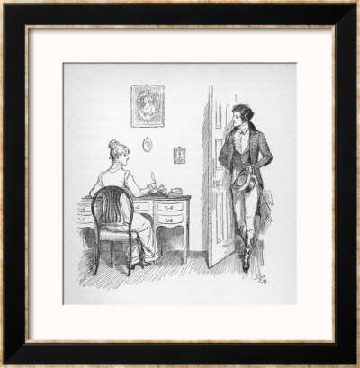 Mr. Darcy Enters A Room In Which Elizabeth Bennet Is Seated At Her Writing Desk by Hugh Thomson Pricing Limited Edition Print image