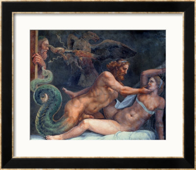 Olympia Is Seduced By Jupiter, Whose Thunderbolt Is Seized By An Eagle by Giulio Romano Pricing Limited Edition Print image