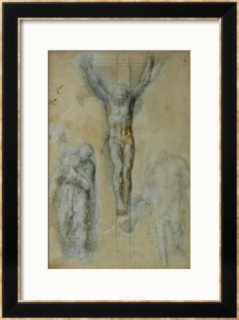 Christ On The Cross Between The Virgin Mary And Saint John (?) by Michelangelo Buonarroti Pricing Limited Edition Print image