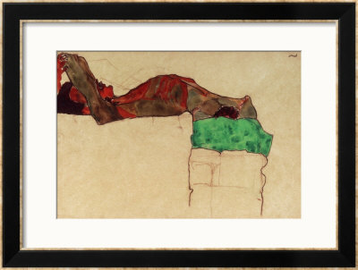 Reclining Male Nude With Green Cloth, 1910 by Egon Schiele Pricing Limited Edition Print image