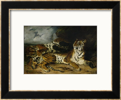 A Young Tiger Playing With Its Mother, 1830 by Eugene Delacroix Pricing Limited Edition Print image