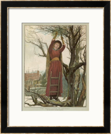 On Christmas Eve A Girl Goes Out To Gather Mistletoe To Decorate The House by Jessie Macgregor Pricing Limited Edition Print image