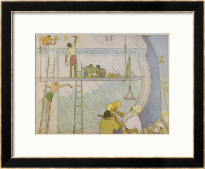 Noah's Ark, Noah's Sons Paint The Ark by E. Boyd Smith Pricing Limited Edition Print image