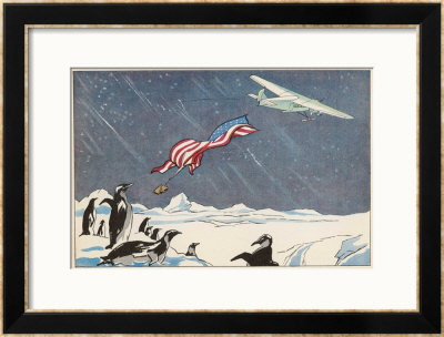Admiral Byrd In The Ford Trimotor Floyd Bennett Drops The American Flag At The South Pole by Geo Ham Pricing Limited Edition Print image