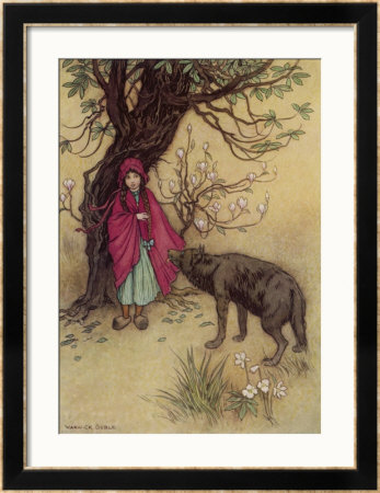 Little Red Riding Hood Meets The Wolf In The Woods by Warwick Goble Pricing Limited Edition Print image