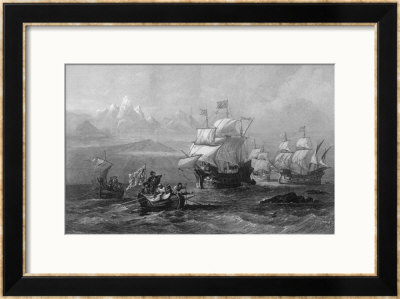 Fernao De Magalhaes Discovers The Straits Of Magellan by O.W. Brierley Pricing Limited Edition Print image