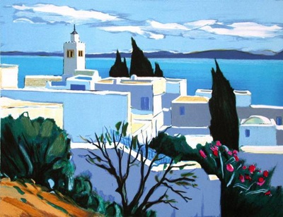 En Mediterranee : Sidi Bou Said by Jean Claude Quilici Pricing Limited Edition Print image