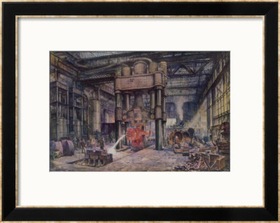 The Steelworks Of John Brown And Co Sheffield Yorkshire: The 6000 Ton Forging Press by Herbert Finn Pricing Limited Edition Print image