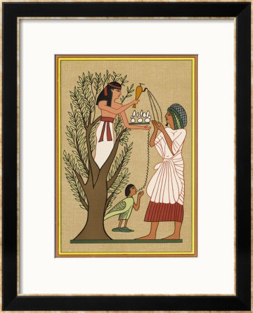 As Loving Mother-Goddess Mut Pours Water From The Sycamore Tree Over A Deceased Person And His Soul by E.A. Wallis Budge Pricing Limited Edition Print image
