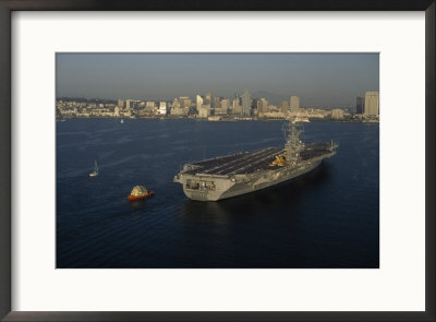 Aircraft Carrier With Skyline Of San Diego, California by Phil Schermeister Pricing Limited Edition Print image