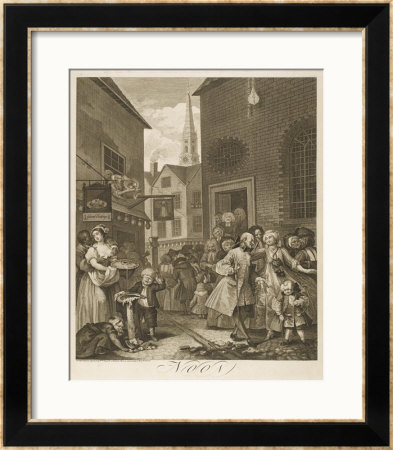 Noon A Group Of Huguenots Attend Chapel Opposite An Eating House by William Hogarth Pricing Limited Edition Print image