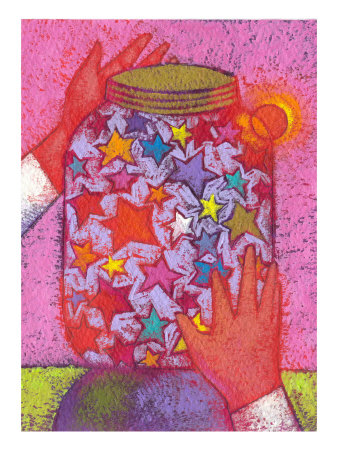Two Hands Holding A Jar Of Stars by Daphne Mccormack Pricing Limited Edition Print image