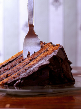 A Piece Of Chocolate Cake With Fork by Jorn Rynio Pricing Limited Edition Print image