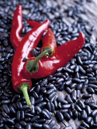 Still Life With Red Chili Peppers And Black Beans by Jorn Rynio Pricing Limited Edition Print image