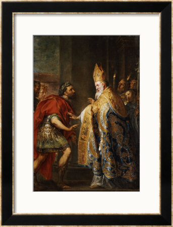 The Emporer Theodosius Before Saint Ambrose by Abraham Van Diepenbeck Pricing Limited Edition Print image