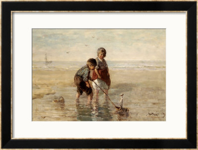 Children Playing By The Seaside by Jozef Israels Pricing Limited Edition Print image