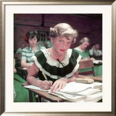 15 Year Old High School Student Rue Lawrence In Class At New Trier High School Outside Chicago by Alfred Eisenstaedt Pricing Limited Edition Print image