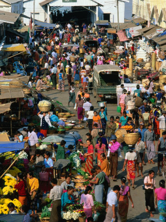 Market Street Scene, Mawlamyaing, Mon State, Myanmar (Burma) by Bernard Napthine Pricing Limited Edition Print image