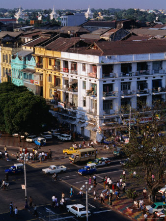 Busy Intersection On Sule Pagoda Road, Yangon, Myanmar (Burma) by Bernard Napthine Pricing Limited Edition Print image