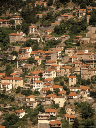 Aerial Of Menalon Mountain Village, Greece by Walter Bibikow Pricing Limited Edition Print image