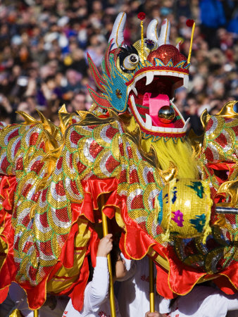 Dragon Dancing Through Trafalgar Square During Chinese New Year Celebrations by Gavin Gough Pricing Limited Edition Print image