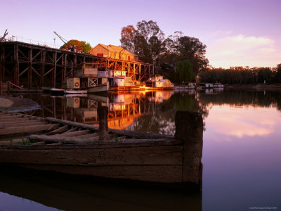 Sun Rises Over Echuca Wharf - Echuca, Victoria by Jon Armstrong Pricing Limited Edition Print image