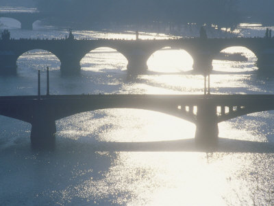 Bridges Over Vltava River On A Sunny Day by Jan Halaska Pricing Limited Edition Print image