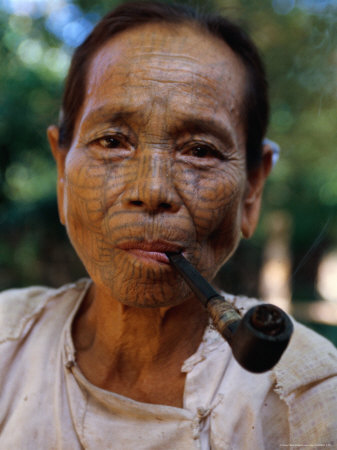 Lay Tu Chin Woman With Tribal Facial Tattoos, Kerit Choung Village, Myanmar (Burma) by Corey Wise Pricing Limited Edition Print image