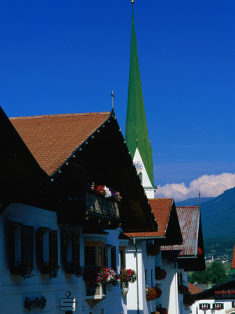 Houses And Church Spire, Mutters, Austria by Chris Mellor Pricing Limited Edition Print image
