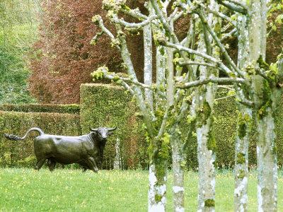 Sculpture Of Bull Next To Lime & Beech Avenue, Cranborne Manor, Dorset by Carole Drake Pricing Limited Edition Print image