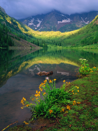 Summer Scene At Maroon Bells Near Aspen, Colorado by Robert Kurtzman Pricing Limited Edition Print image