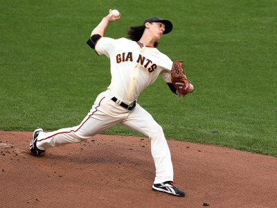 Texas Rangers V San Francisco Giants, Game 1: Tim Lincecum by Petersen Christian Pricing Limited Edition Print image