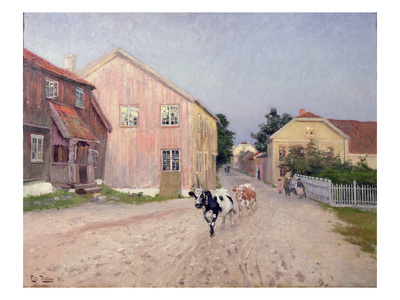 Street In Hokksund, 1891 (Oil On Canvas) by Fritz Thaulow Pricing Limited Edition Print image