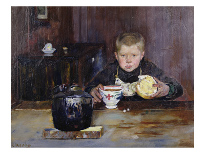 Errand Boy Drinking Coffee, 1885 (Oil On Canvas) by Christian Krohg Pricing Limited Edition Print image