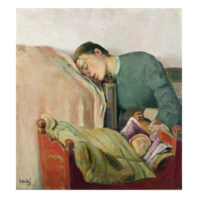 Mother And Child (Oil On Canvas) by Christian Krohg Pricing Limited Edition Print image