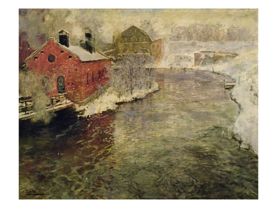 Factories By The Akers River (Kristiania/ Oslo), 1890 (Oil On Canvas) by Fritz Thaulow Pricing Limited Edition Print image